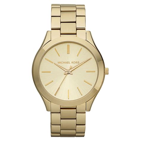 michael kors slim runway gold tone stainless steel bracelet watch|Michael Kors unisex watch.